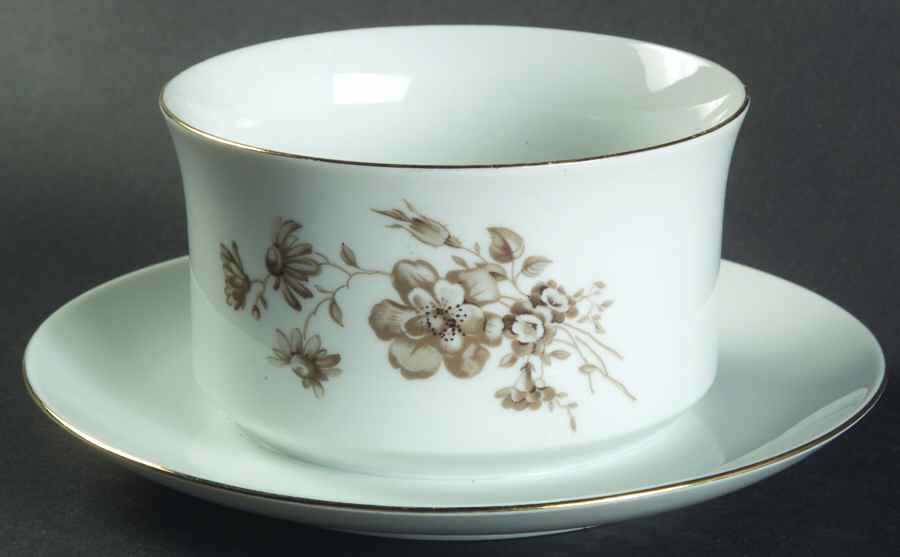 Twilight Rose Gravy Boat with Attached Underplate by Johann Haviland-1