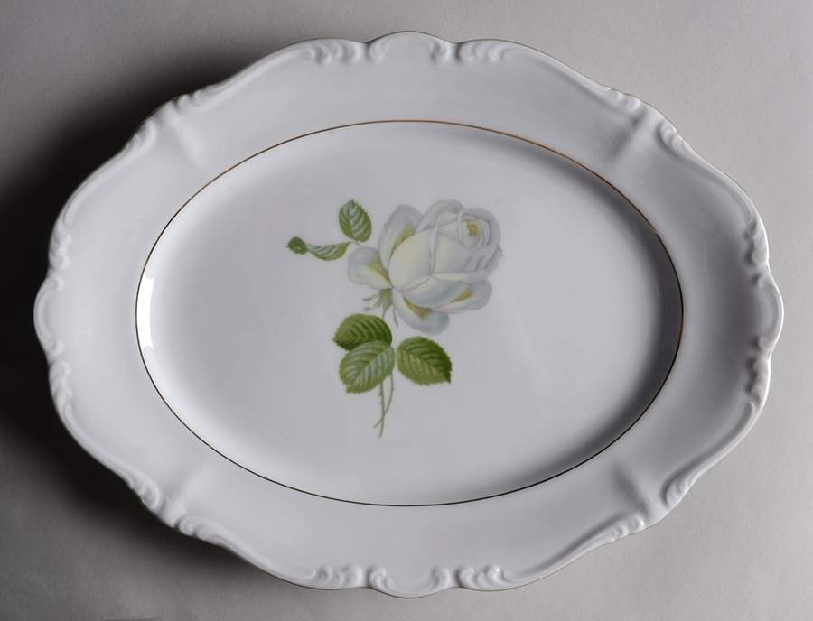 White Rose 12" Oval Serving Platter by Johann Haviland-1