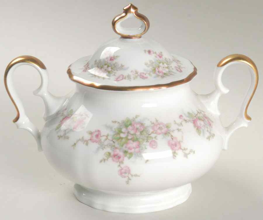Wild Rose (1-8" Gold Trim) Sugar Bowl & Lid by Johann Haviland-1