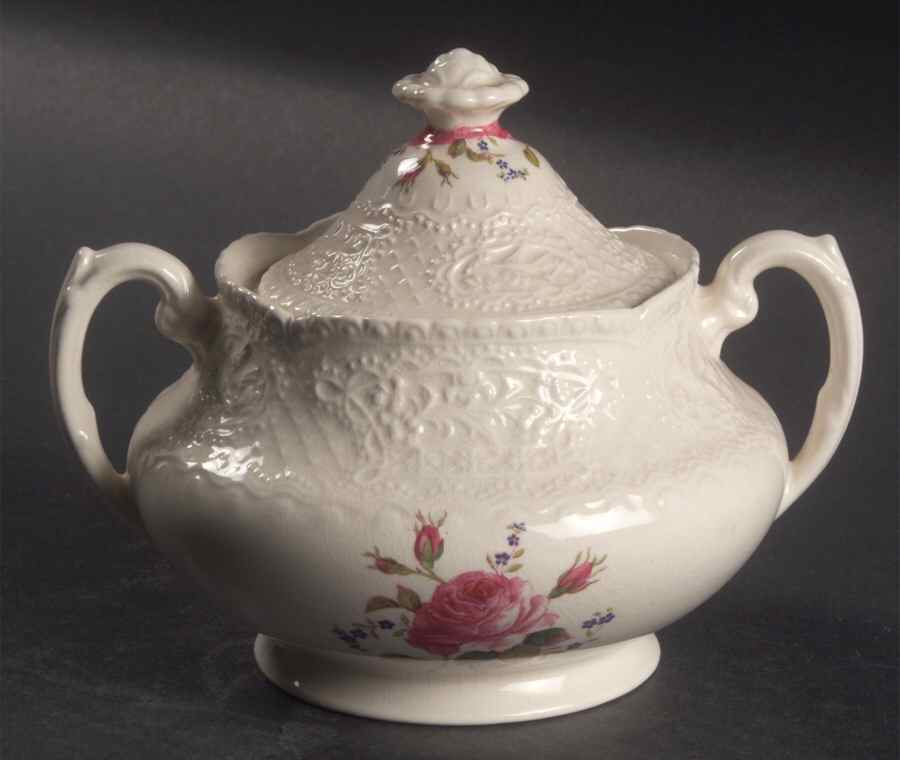 Birbeck Rose Pink Sugar Bowl & Lid by George Jones & Sons-1