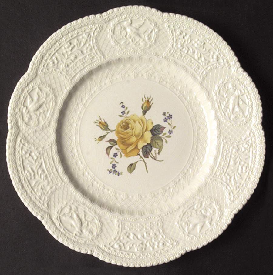 Birbeck Rose Yellow Dinner Plate by George Jones & Sons-1