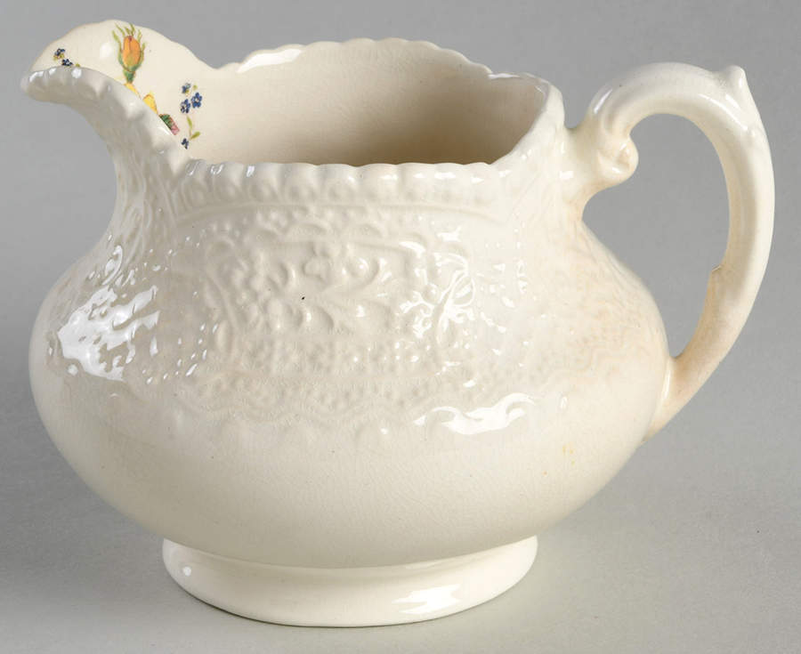 Birbeck Rose Yellow Creamer by George Jones & Sons-1