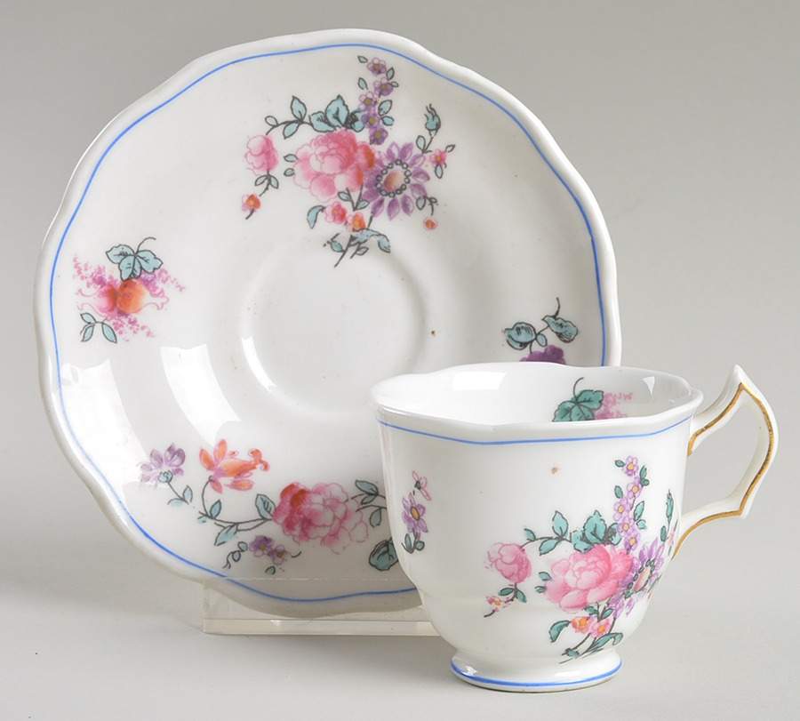 Olde English (Scalloped) Flat Demitasse Cup & Saucer Set by George Jones & Sons-1