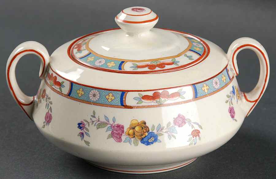The Rosedale Sugar Bowl & Lid by George Jones & Sons-1