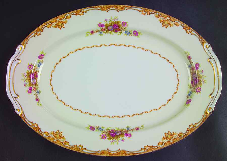 Tan Traditional 12" Oval Serving Platter by Jyoto-1