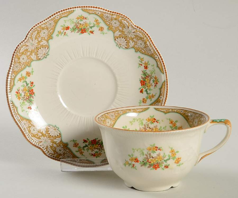 Mentone Flat Cup & Saucer Set by Johnson Brothers-1