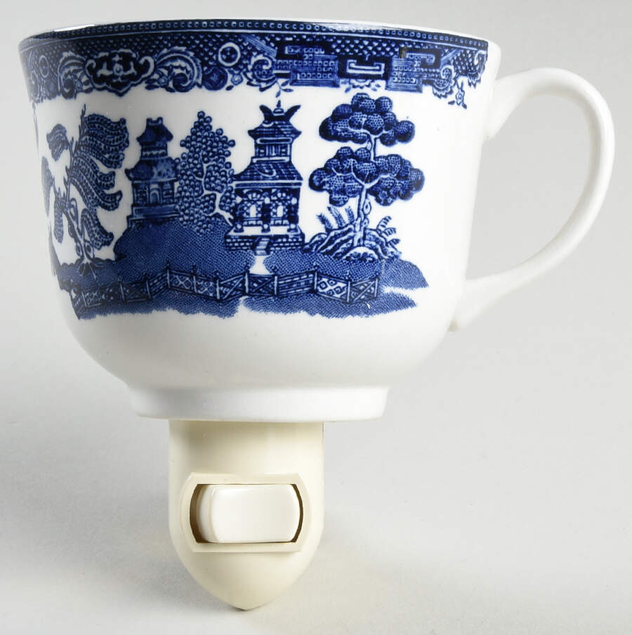 Willow Blue (Black & Blue Backstamps, Older) 1 5/8" + cup (H) Night Light/Cup HC by Johnson Brothers-1