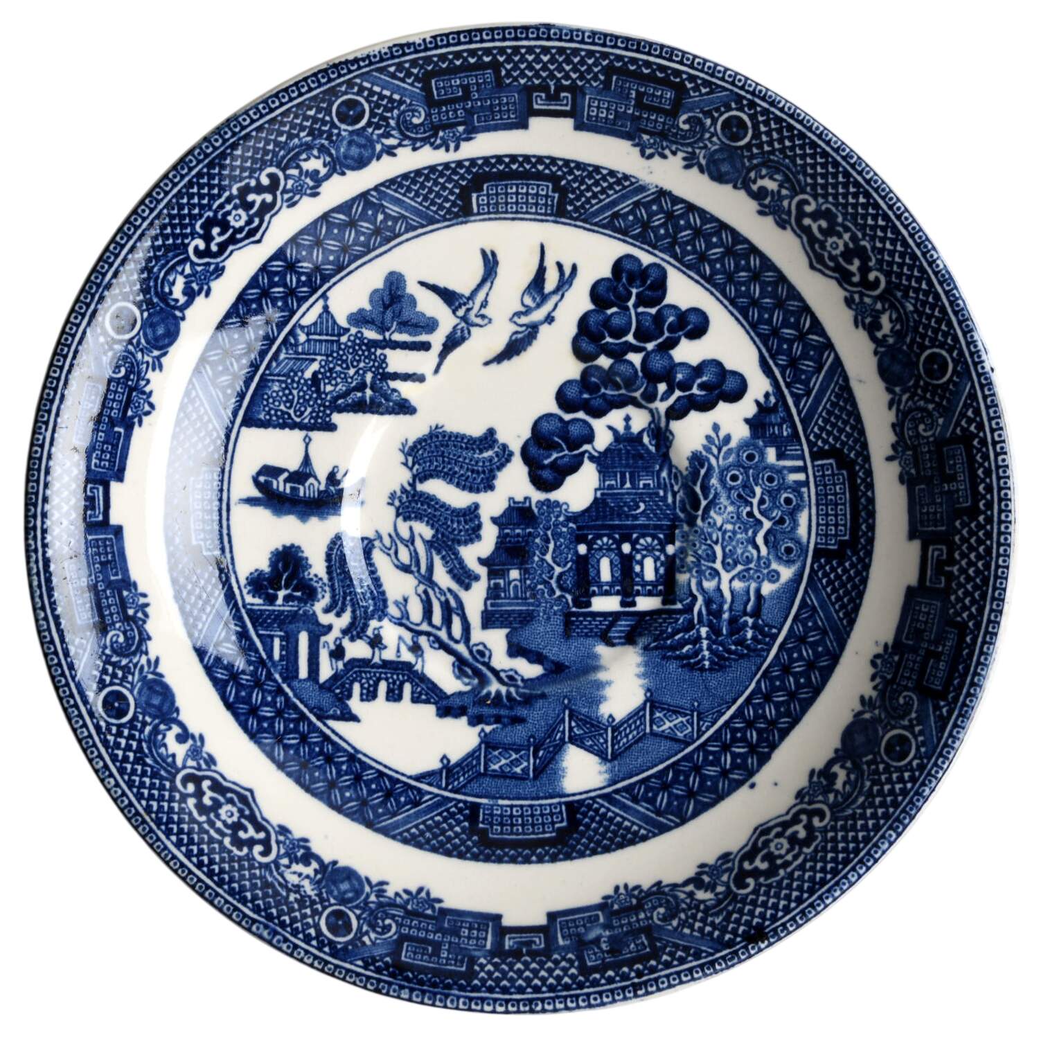 Willow Blue (Black & Blue Backstamps, Older) Saucer for Flat Cup by Johnson Brothers-1