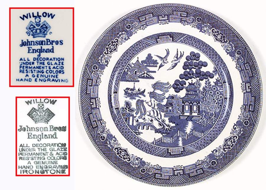 Willow Blue (Black & Blue Backstamps, Older) Dinner Plate by Johnson Brothers-1