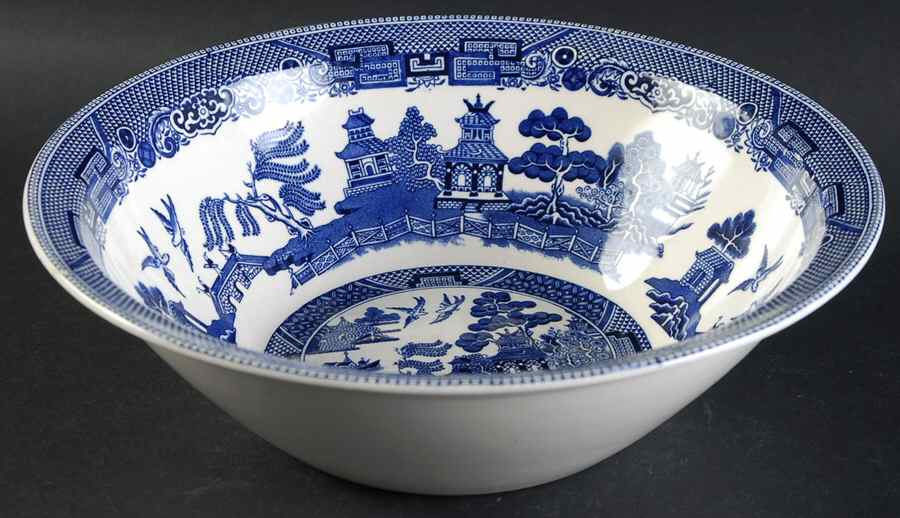 Willow Blue (Black & Blue Backstamps, Older) 9" Round Vegetable Bowl by Johnson Brothers-1