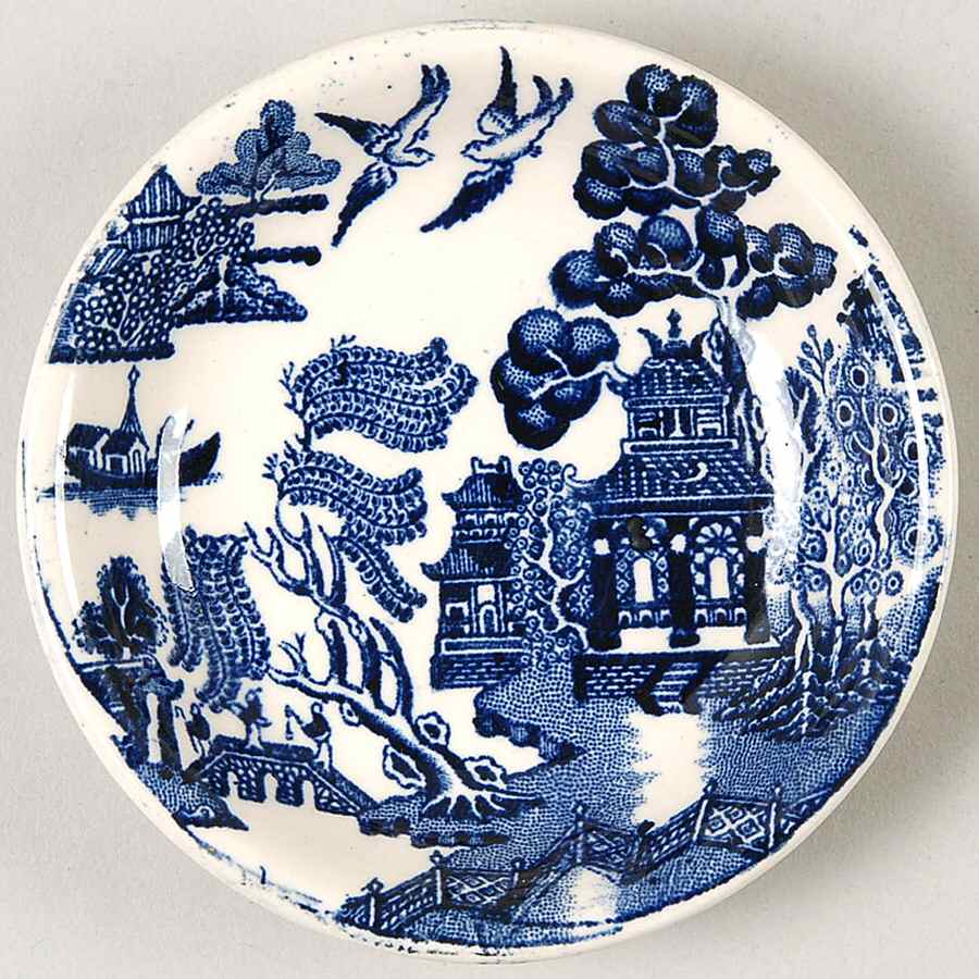 Willow Blue (Black & Blue Backstamps, Older) Butter Pat by Johnson Brothers-1