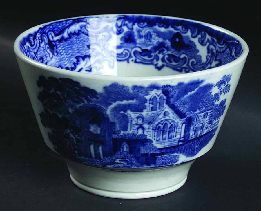 Abbey (Flow Blue) Cranberry Bowl by George Jones & Sons-1