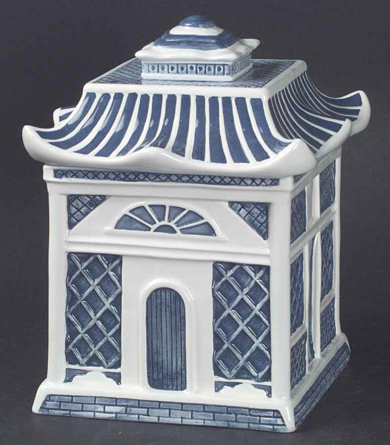 Willow Blue ("England 1883" Backstamp, China) House Cookie Jar & Lid by Johnson Brothers-1