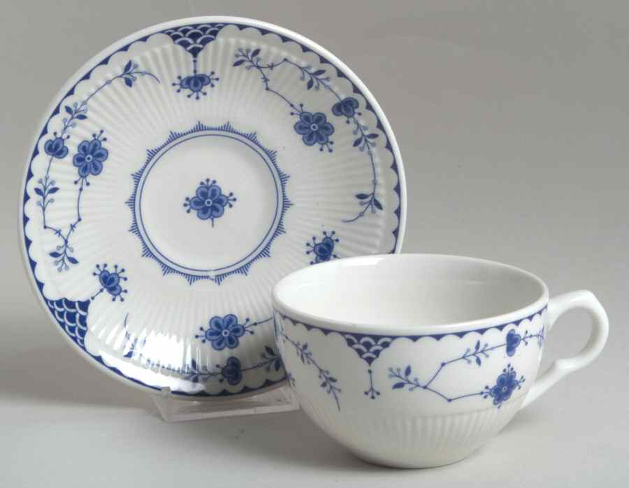 Denmark Blue Flat Cup & Saucer Set by Johnson Brothers-1