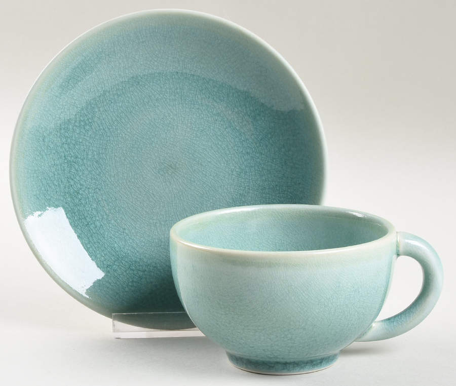 Tourron Jade Footed Cup & Saucer Set by Jars-France-1