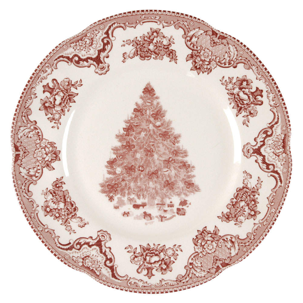 Old Britain Castles Pink Christmas(Made in England Salad Plate by Johnson Brothers-1