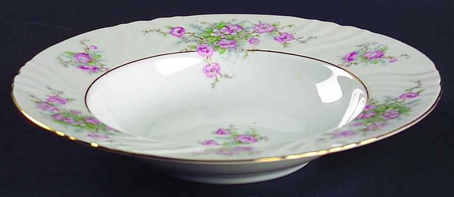 Bridal Rose (Verge, Cream & White) Rim Soup Bowl by Johann Haviland-1