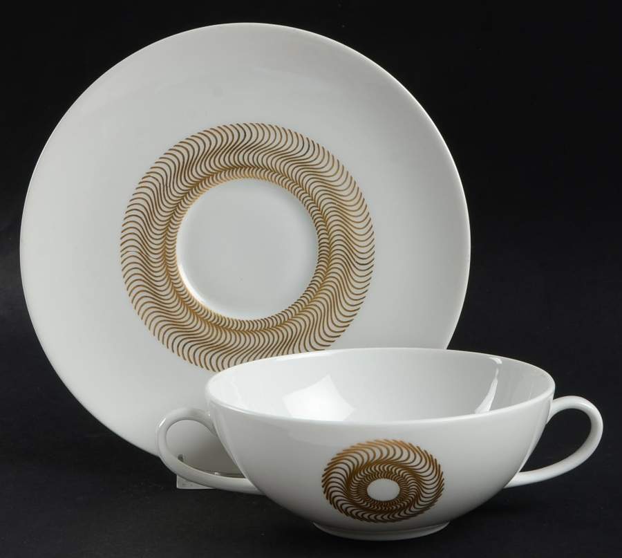 Jlu1 Flat Cream Soup Bowl & Saucer Set by Jean Luce-1
