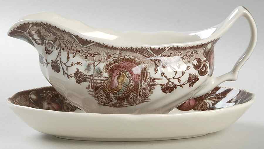 His Majesty (England 1883 Backstamp) Gravy Boat & Underplate/Relish by Johnson Brothers-1