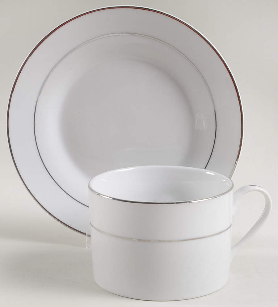 Emily Platinum Flat Cup & Bread & Butter Plate/Saucer Set by JCPenney-1