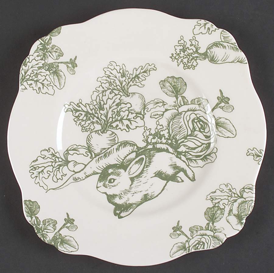 Bunny Toile Square Luncheon Plate by Jay Willfred-1