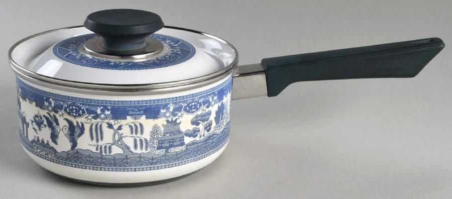 Willow Blue ("England 1883" Backstamp, China) 1.5 Quart Metal Covered Saucepan by Johnson Brothers-1