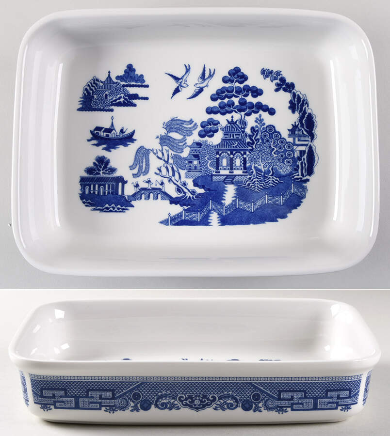 Willow Blue ("England 1883" Backstamp, China) 11" Lasagna by Johnson Brothers-1