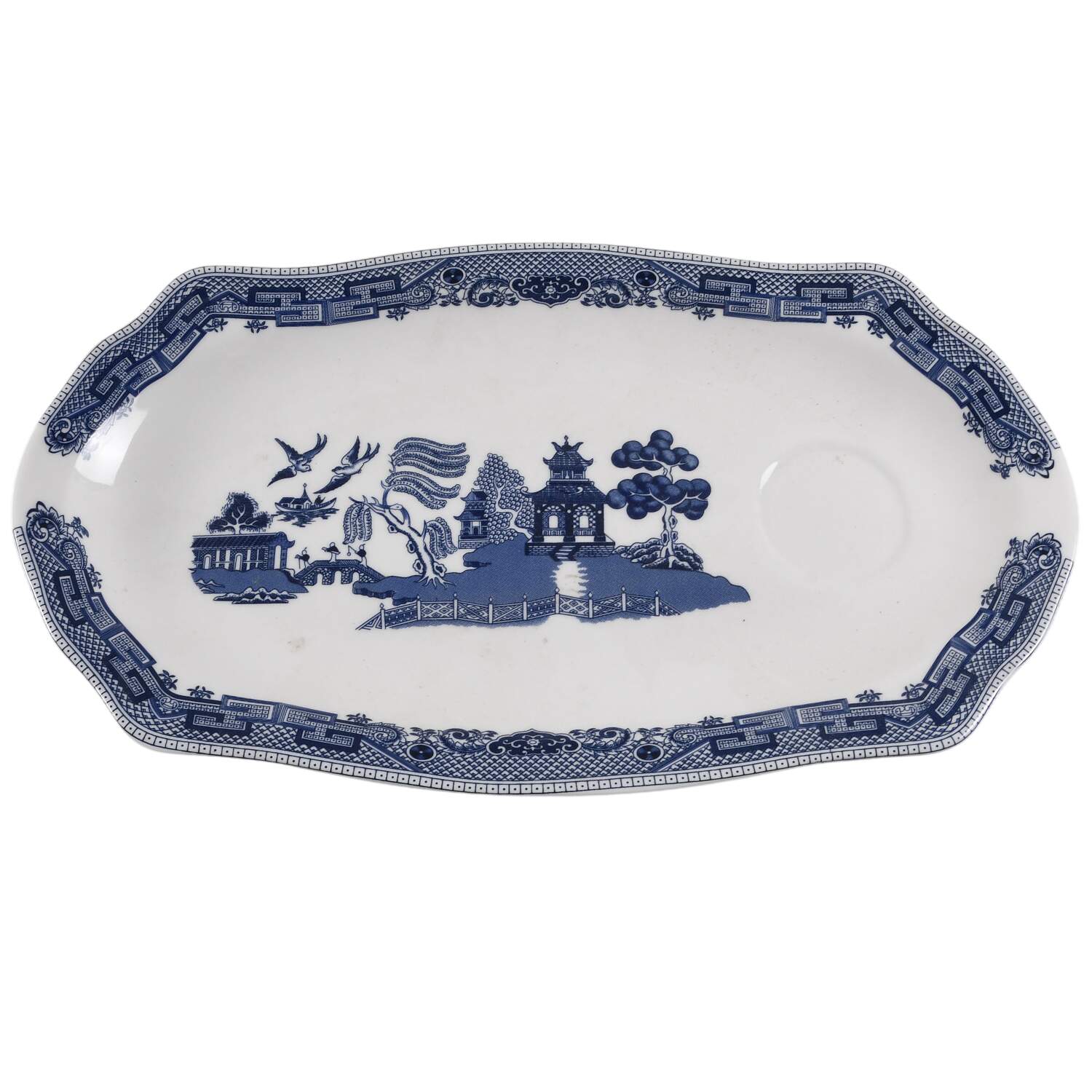 Willow Blue ("England 1883" Backstamp, China) Snack Plate by Johnson Brothers-1