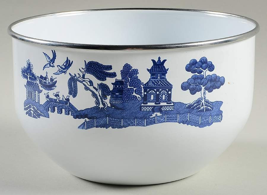 Willow Blue ("England 1883" Backstamp, China) 7 3/4" Metal Bowl by Johnson Brothers-1