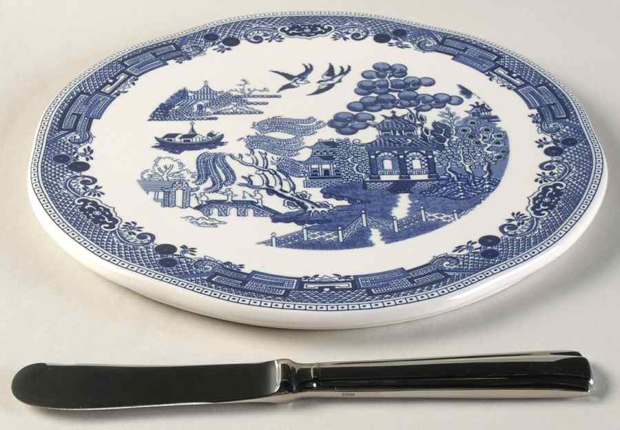 Willow Blue ("England 1883" Backstamp, China) Tidbit W/Metal Spreader by Johnson Brothers-1