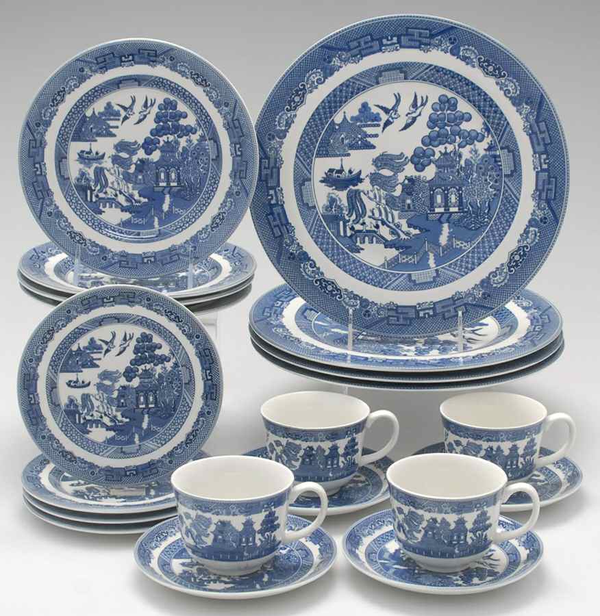 Willow Blue ("England 1883" Backstamp, China) 20 Piece Set by Johnson Brothers-1
