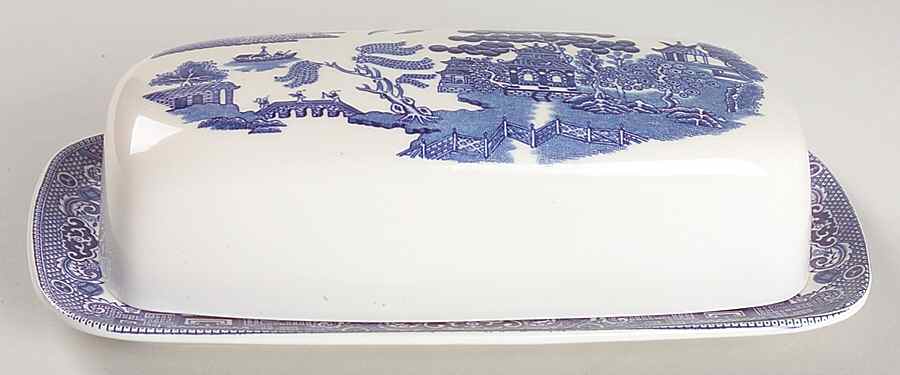 Willow Blue ("England 1883" Backstamp, China) 1/4 Lb Covered Butter by Johnson Brothers-1