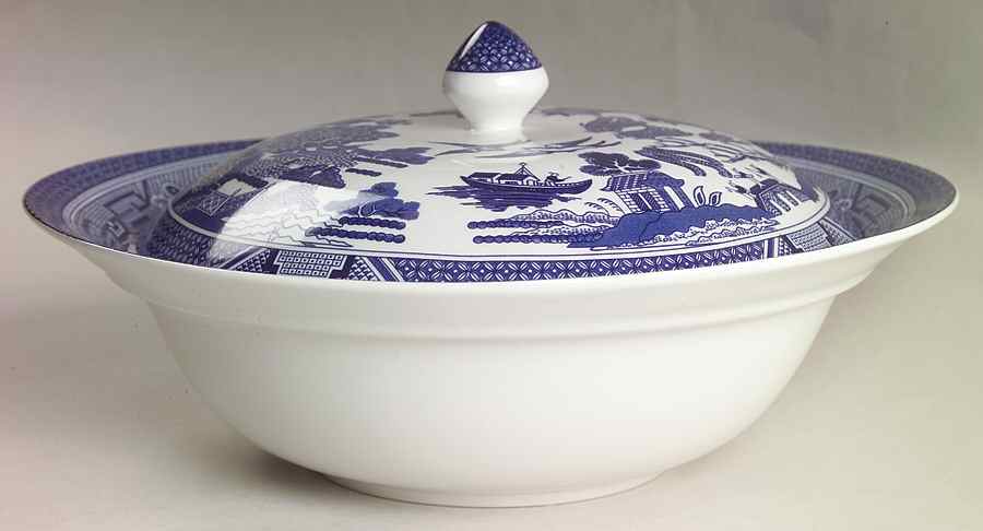 Willow Blue ("England 1883" Backstamp, China) Round Covered Vegetable by Johnson Brothers-1
