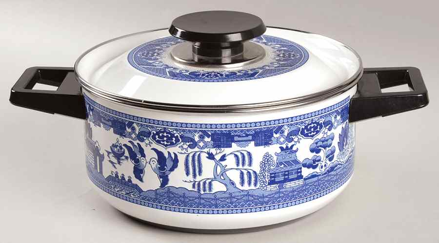 Willow Blue ("England 1883" Backstamp, China) 3 Quart Metal Stew Pot by Johnson Brothers-1