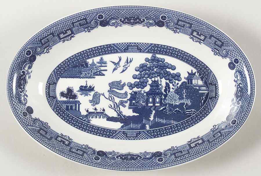 Willow Blue ("England 1883" Backstamp, China) Relish/Gravy Underplate by Johnson Brothers-1