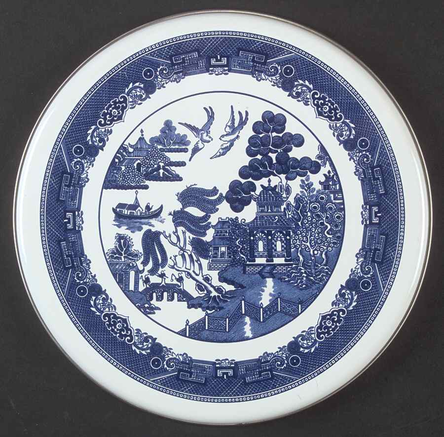 Willow Blue ("England 1883" Backstamp, China) 8" Steel Individual Stove Cover by Johnson Brothers-1