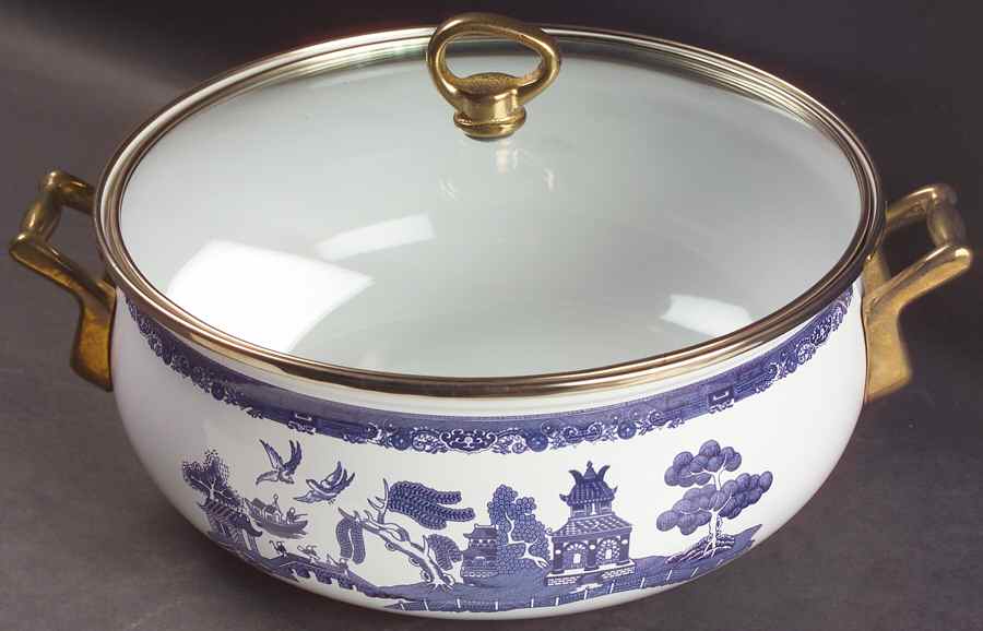 Willow Blue ("England 1883" Backstamp, China) 5 Qtt Metal Dutch Oven & Lid by Johnson Brothers-1