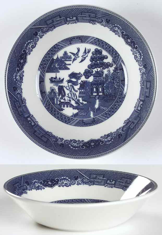 Willow Blue ("England 1883" Backstamp, China) Fruit/Dessert (Sauce) Bowl by Johnson Brothers-1