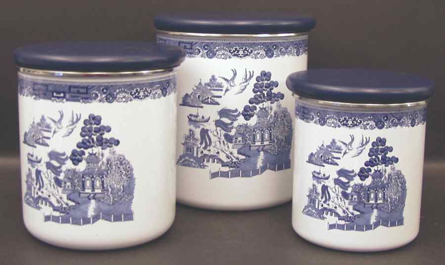 Willow Blue ("England 1883" Backstamp, China) (6 Piece) Metal Canister Set by Johnson Brothers-1