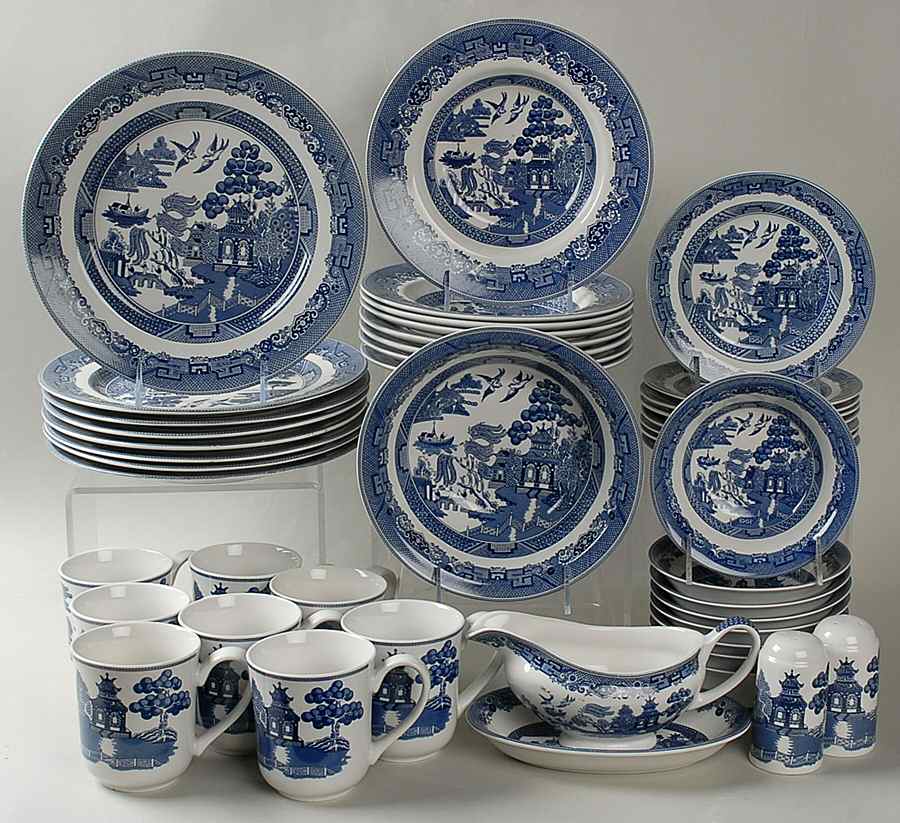 Willow Blue ("England 1883" Backstamp, China) 46 Piece Set by Johnson Brothers-1