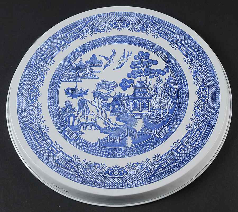 Willow Blue ("England 1883" Backstamp, China) 10" Individual Tin Round Stove Cover by Johnson Brothers-1