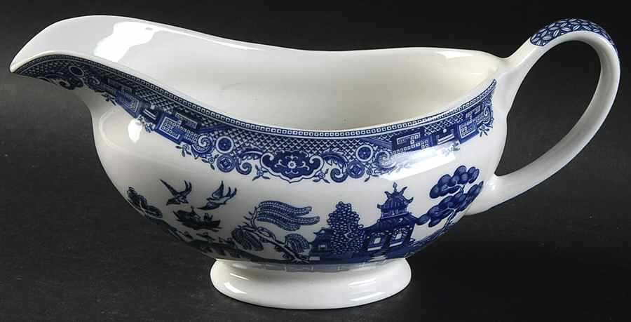Willow Blue ("England 1883" Backstamp, China) Gravy Boat by Johnson Brothers-1