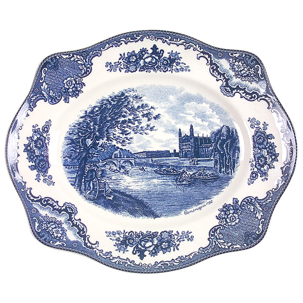Old Britain Castles Blue (England 1883 Stamp) 11" Oval Serving Platter by Johnson Brothers-1