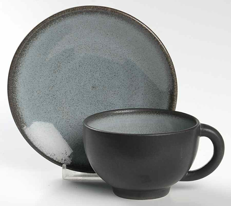 Tourron Gris Ecorce Flat Cup & Saucer Set by Jars-France-1