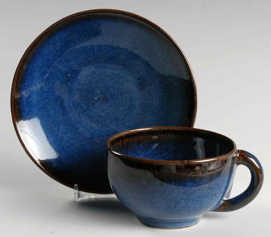 Tourron Indigo Flat Cup & Saucer Set by Jars-France-1