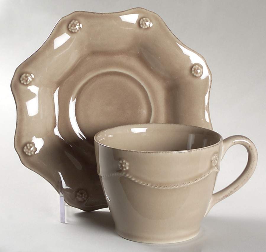 Berry and Thread Cappucino Brown Flat Cup & Saucer Set by Juliska Ceramics-1