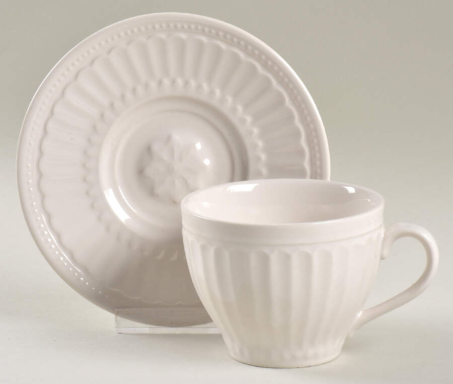 Coventry White Flat Cup & Saucer Set by JCPenney-1