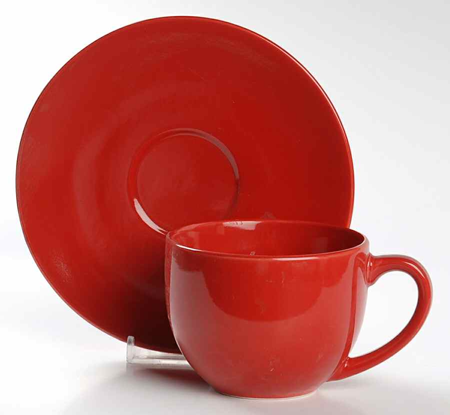 Chateau Red Flat Cup & Saucer Set by JCPenney-1