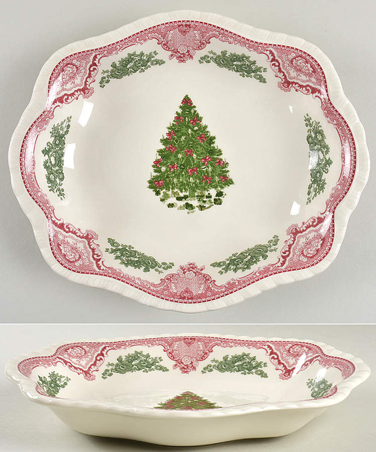 Victorian Christmas ("England 1883") 11" Oval Vegetable Bowl by Johnson Brothers-1