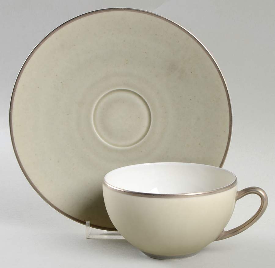 Albatre Celadon Finition (Bronze) Flat Cup & Saucer Set by Jaune de Chrome-1